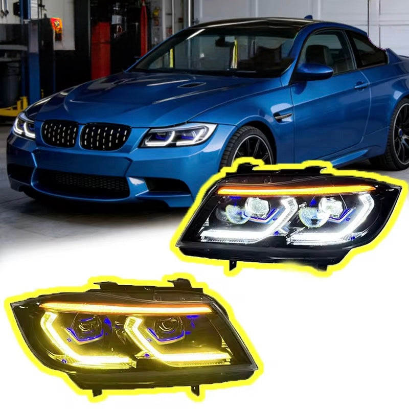 BMW E90 2005-2012 Headlights V2 Yellow White LED 330i 335i