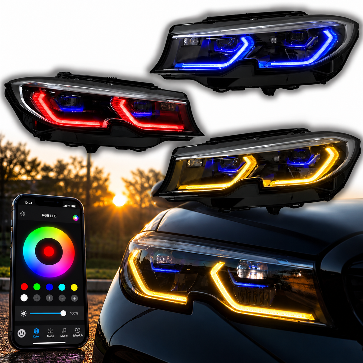 BMW G20 3 Series 2020-2022 RGB Laser Style Headlights Plug And Play
